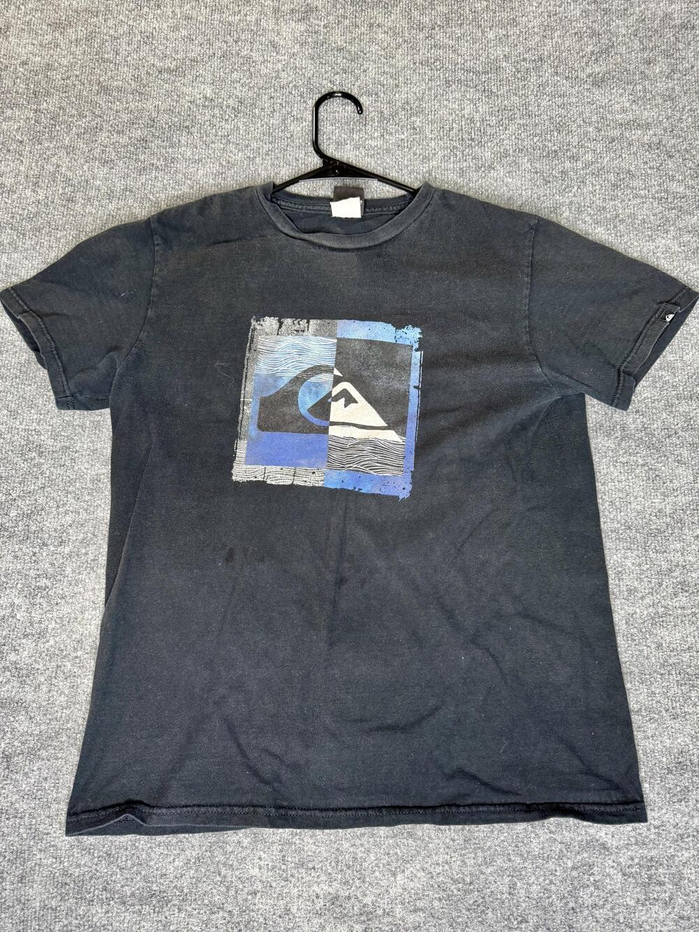 Quiksilver Shirt Mens/Youth Medium Black Surf Logo Box Front Graphic Tee T-Shirt